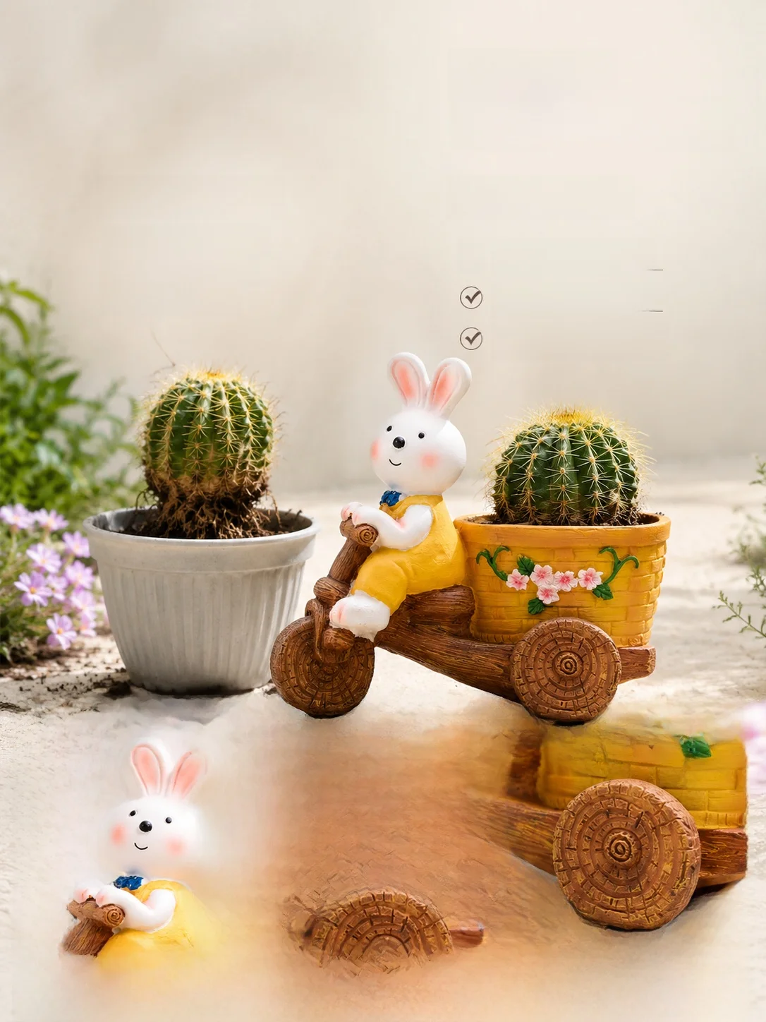 Creative Rabbit Cycling Succulent Plant Pot  Cute Resin Desktop Window Office Desk Decorative Green Plant Pot