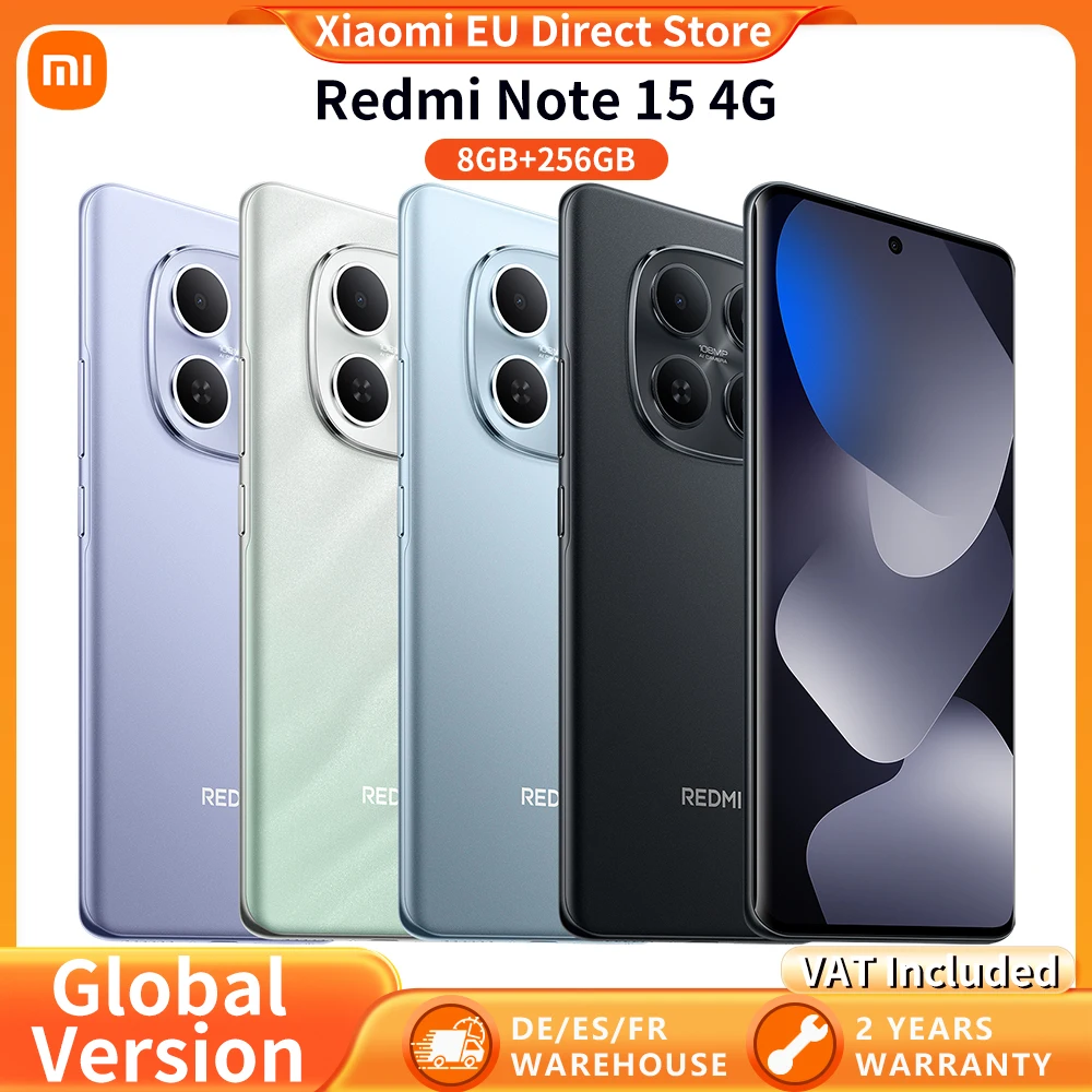Versione Globale Xiaomi Redmi Note 15 4G Smartphone 6.77" 4G FHD Batteria 6000mAh Fotocamera Principale 108MP Bluetooth Ricarica Turbo 33W 5.3 IP64 NFC