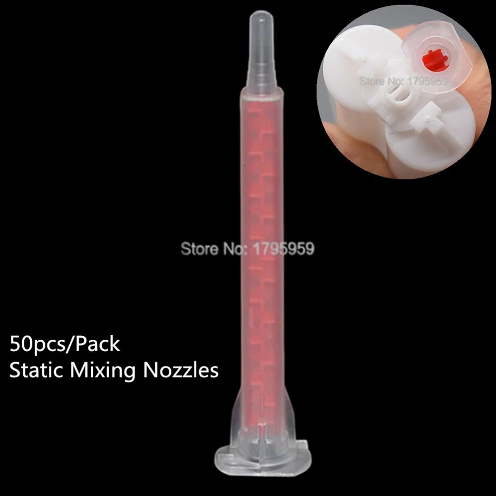 50pcs Mixing Nozzles Epoxy Resin AB Glues Static Mixer 83mm Mixing Tube for 50ml Two Component Adhesives 1:1 AB Glues Cartridges