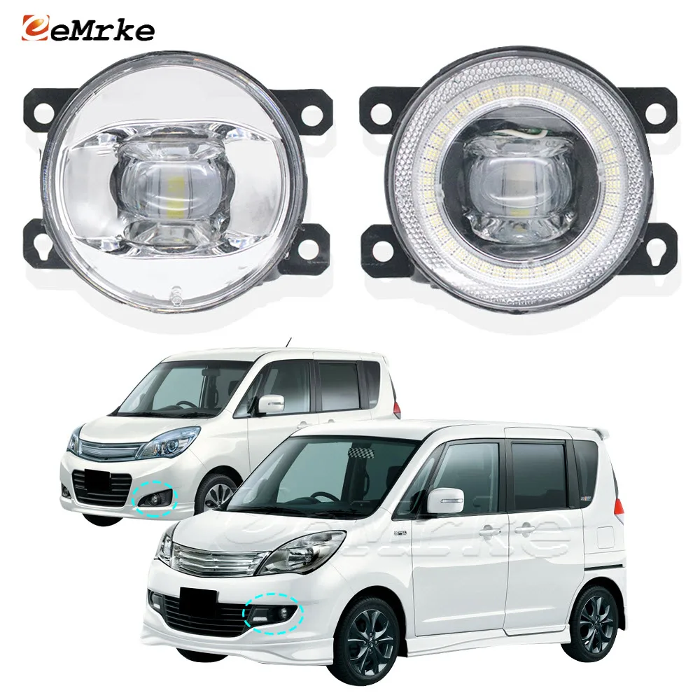 Led Car Fog Lights Assembly 15W with Lens Angel Eye DRL for Mitsubishi Delica D:2 D2 MB15S 2011-2015 Front Daytime Running Light