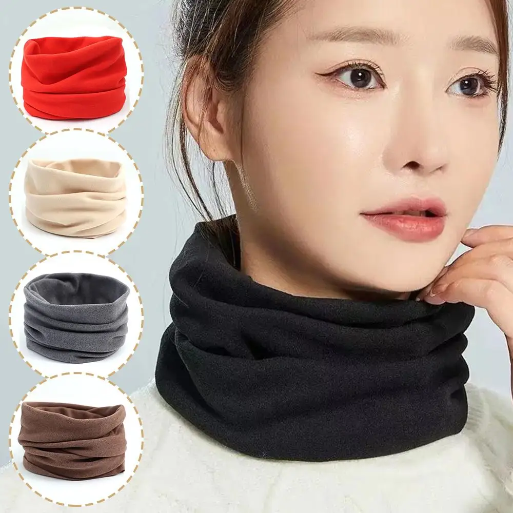 1 個冬ソフトスポーツスカーフ保温ネックウォーマーランニングスケートファッションベルベット肥厚防風裏地ネックスカーフ