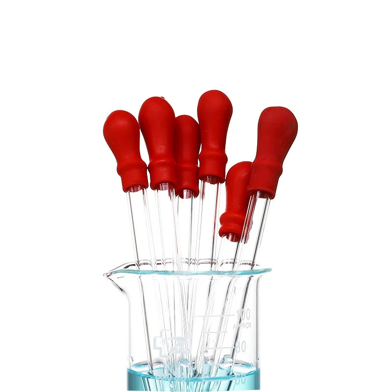 10 stücke Glas Pipette Pipette mit Rot Gummi Kappe Dropping Pipette Flüssigkeit Ätherisches Öl Transfer