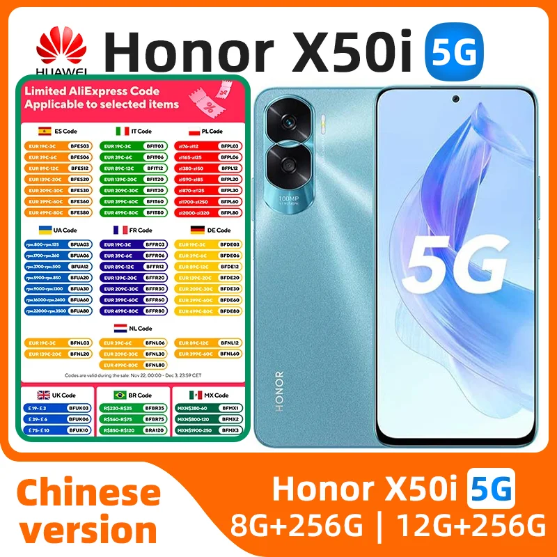 Honor X50i 5g SmartPhone Dimensity 6020 6.7inc 8GB 12GB RAM 256GB ROM 90Hz Android 4500mAh 35W 100MP Cameras Original used phone