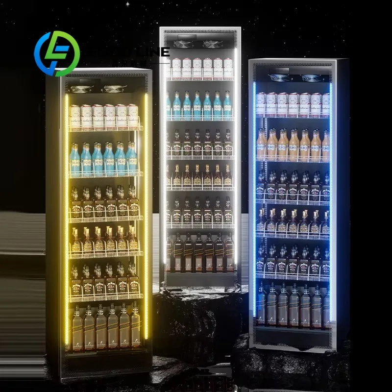 Vertical Liquor Display Refrigerator, Elegant Exterior Appearance, Clear Showcase, Ideal For Wine Cellar And High‑End Restaurant