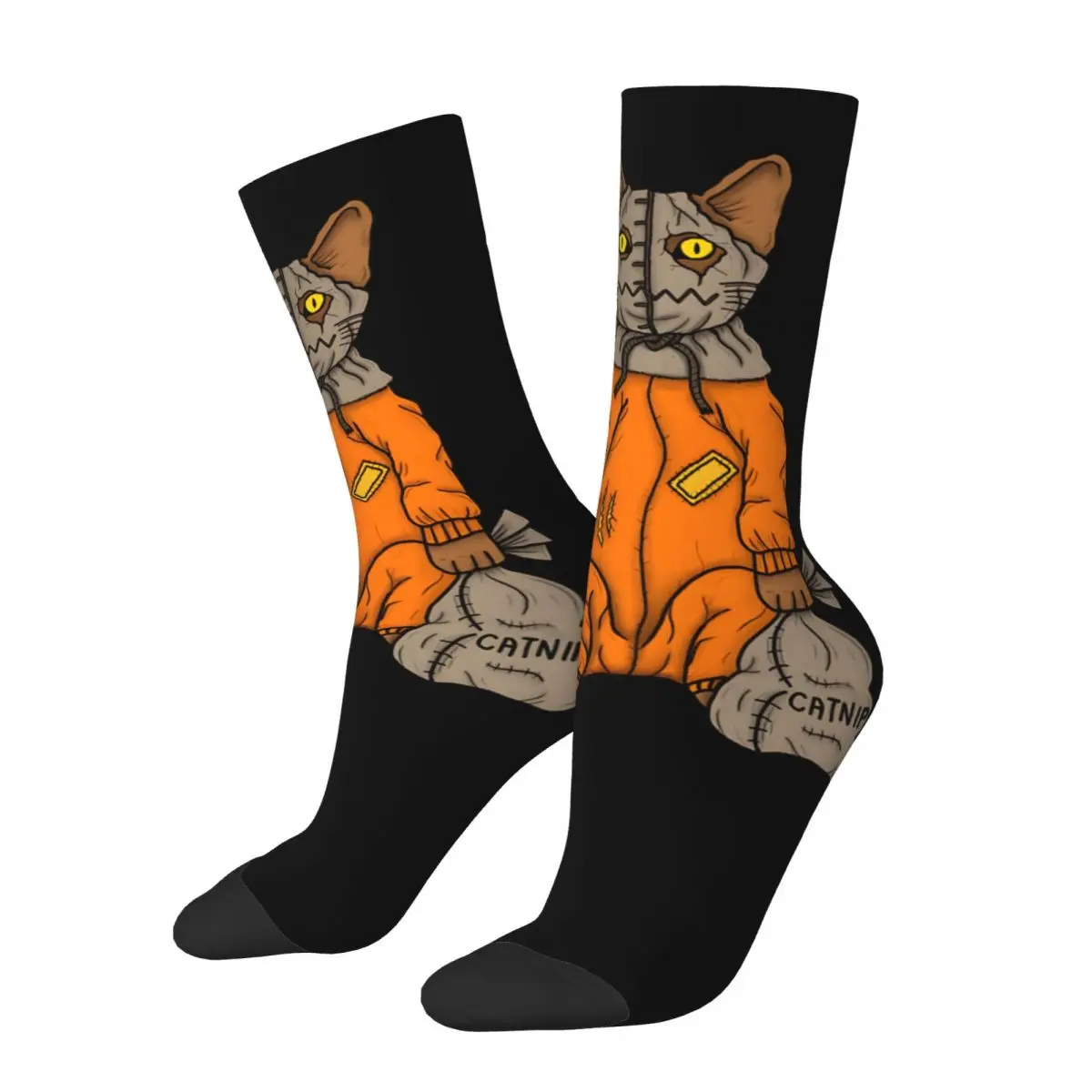 Funny Happy Men's compression Socks Cat Vintage Harajuku Trickr Treat Hip Hop Novelty Casual Crew Crazy Sock Gift Printed