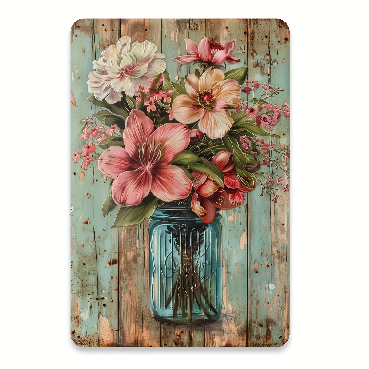 Vintage-inspiriertes Metallschild mit wunderschönem Vasen-Design – perfekt für die Dekoration von Zuhause, Fitnessstudio, Café oder Garage, für den Innen- und Außenbereich.