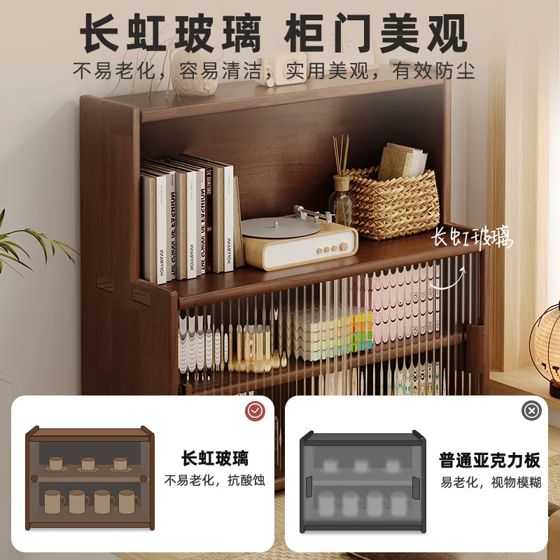 Solid wood bay window cabinet storage locker balcony renovation shelf window sill small bookshelf household medieval dust-proof