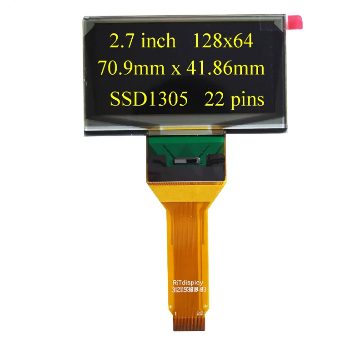 

2,7-дюймовый SSD1305 22-контактный OLED-экран с желтым светом 3121193010-03