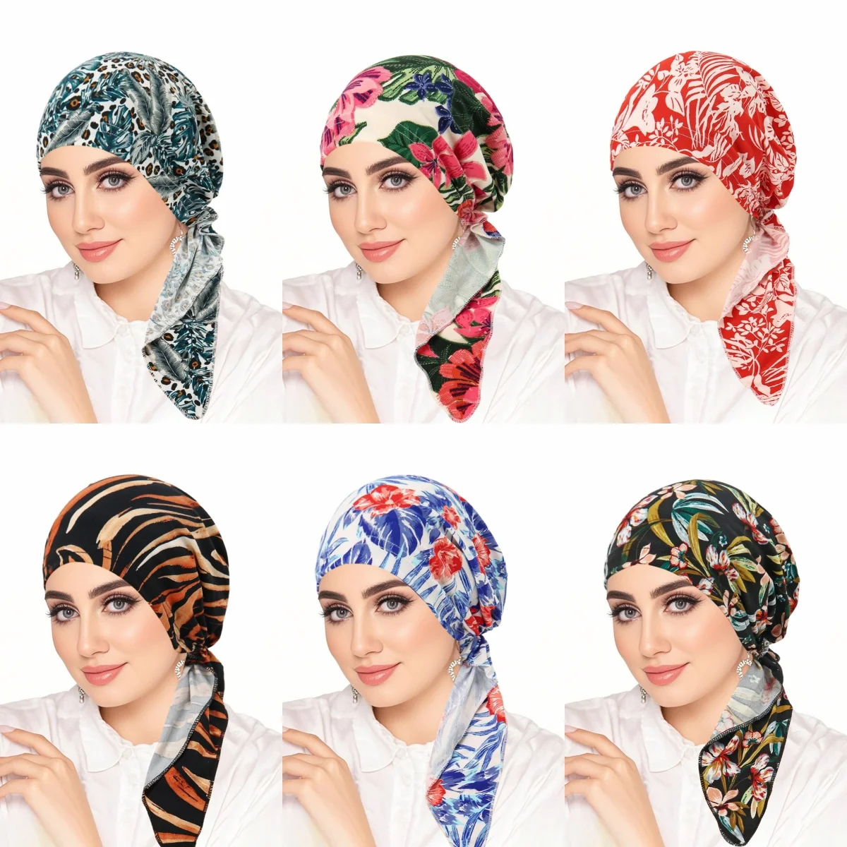 Trendy Print Women Head Scarf Hijab Chemo Cap Turban Headwear Bandana Cancer Hair Loss Headscarf Head Wrap Stretch Hat Hijabs