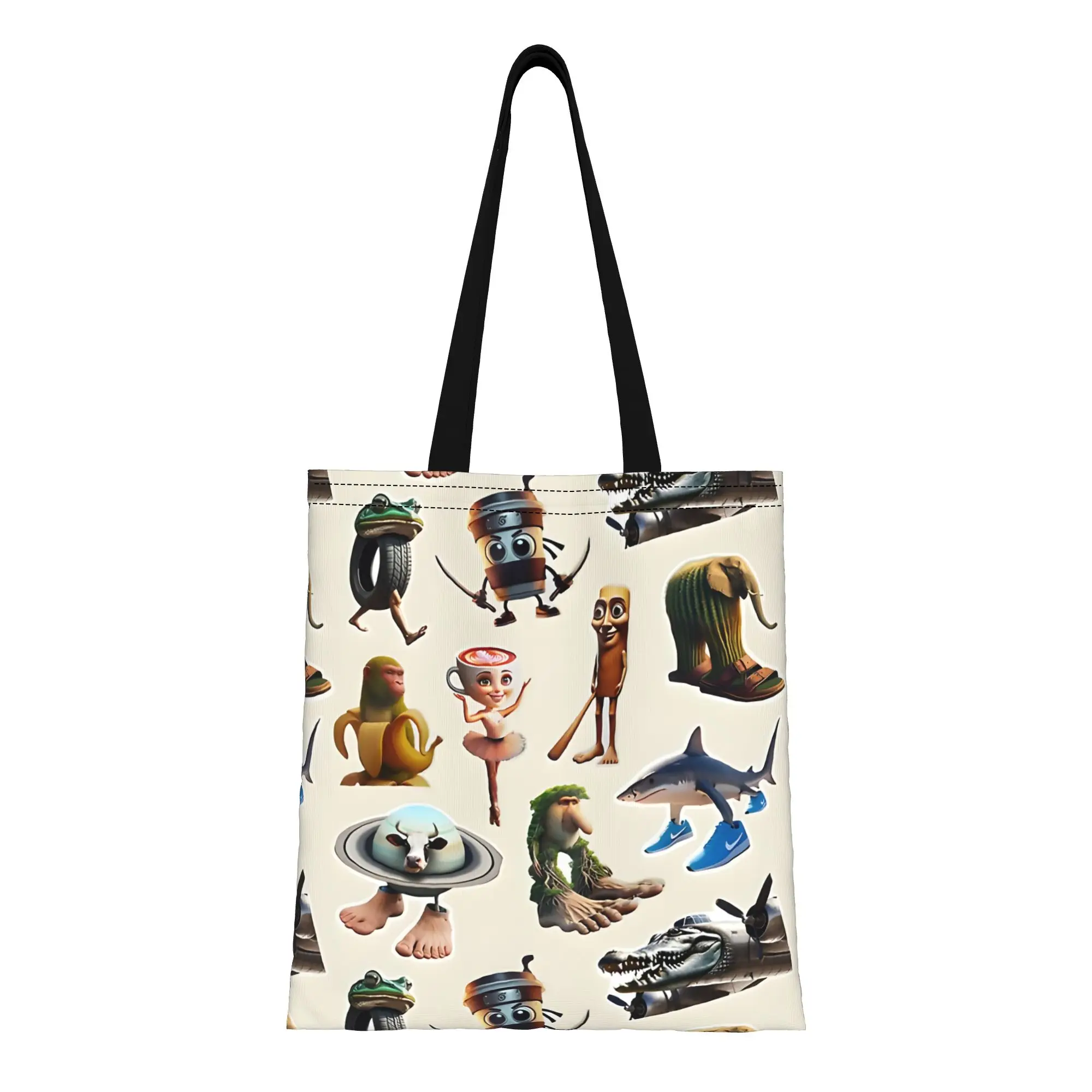 TTung Italian-Brainrot Canvas Woman Tote Bag for Shopping Travel Outdoor Heavy Duty Shoulder Handbag gift top-handle bags