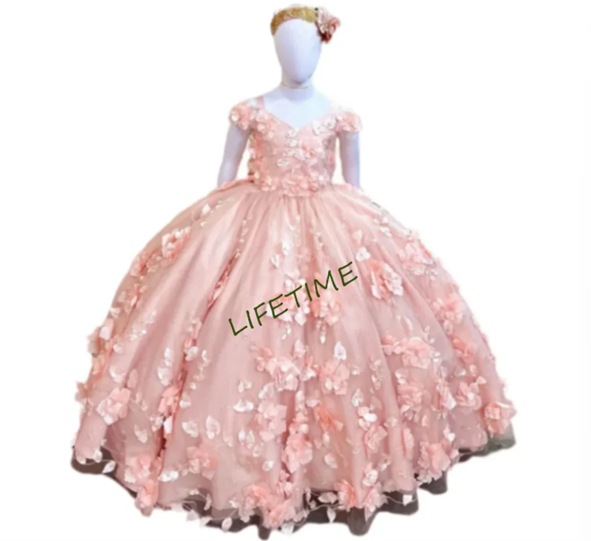 2024 Pink Elegant Flower Girls Dress for wedding Off spalla Princess Ball Gown abiti floreali per la prima comunione