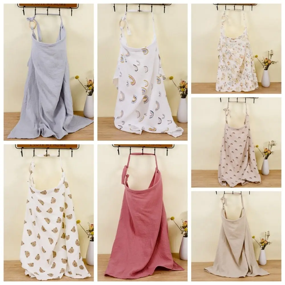 Cotton Breastfeeding Cover Solid Color Rainbow Breastfeeding Coverall Bear Stroller Blanket Feeding Cover Baby Feeding Supplies