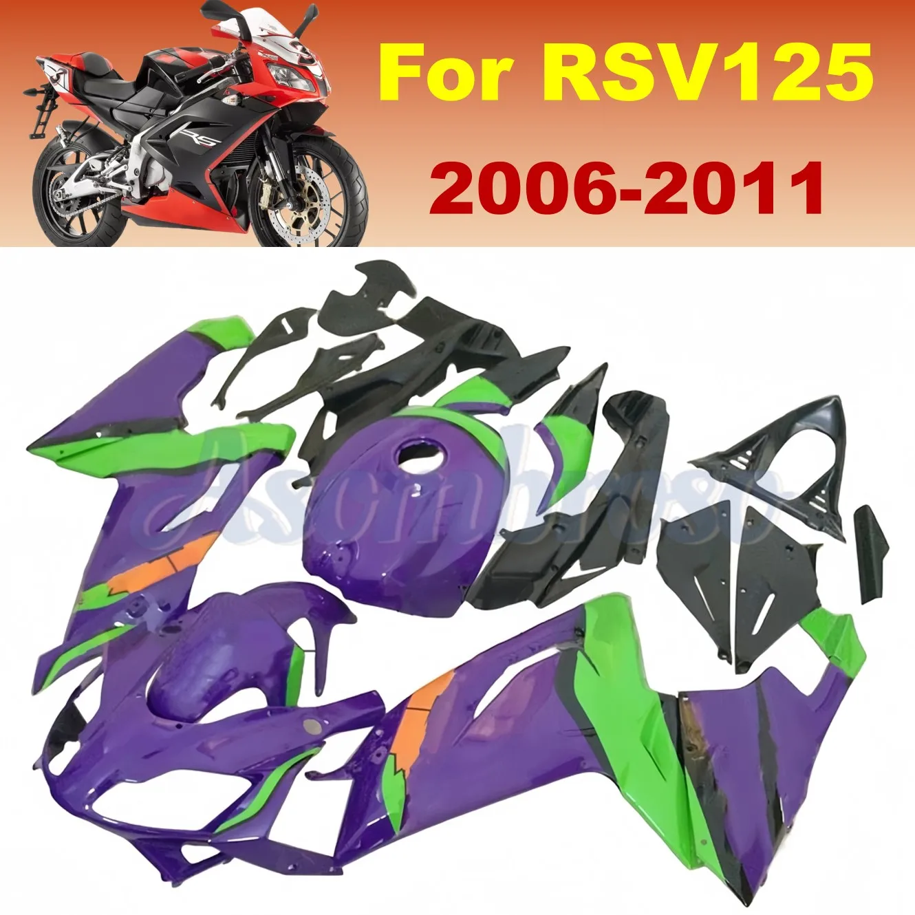 Complete Set Fairing Spoiler Bodykits fit for Aprilia RS125 2006 2007 2008 2009 2010 2011 RS4 RSV 125 Fairings Purple green