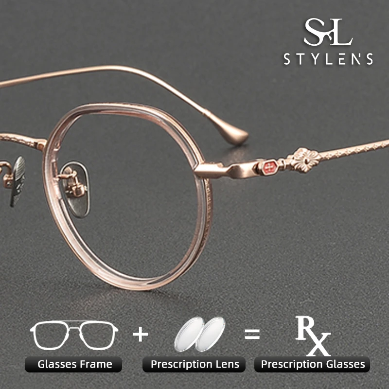 

STYLENS Fashionable Acetate Sheet Pure Titanium Prescription Eyewear Brand Designer Designs Men Women Progressive Eyewear 81066