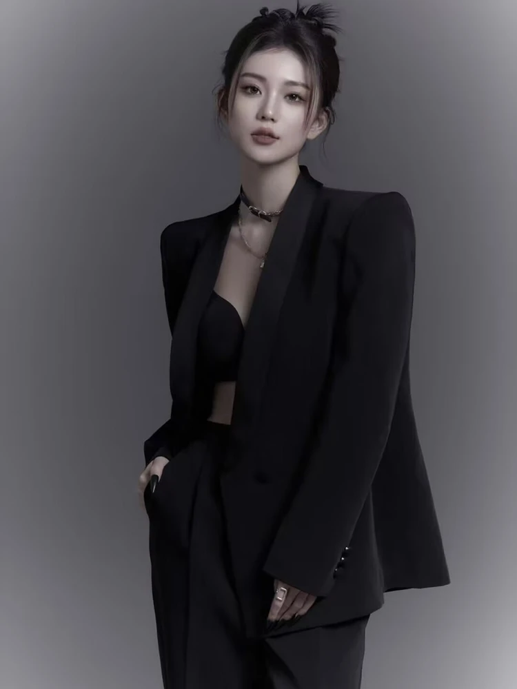 

Black Suit Photography Costume for Studio Photos High-Quality Elegant Korean Style Artistic Portrait Photography Clothes