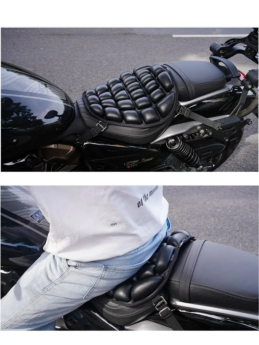 Nadmuchiwana poduszka 3D na siedzenie motocyklowe, wodoodporna, amortyzująca, odciążająca, pielęgnująca kość ogonową, oddychająca, z wentylacją. — 2