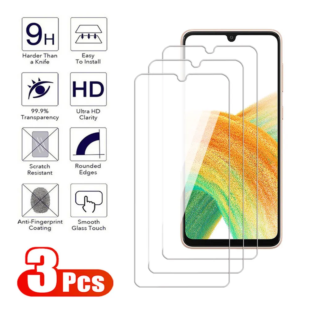 3Pcs Tempered Glass For Samsung Galaxy A31 A32 A33 A34 A35 A21 A22 A23 A24 A25 4G5G Screen Protector for Samsung A21s glass Film