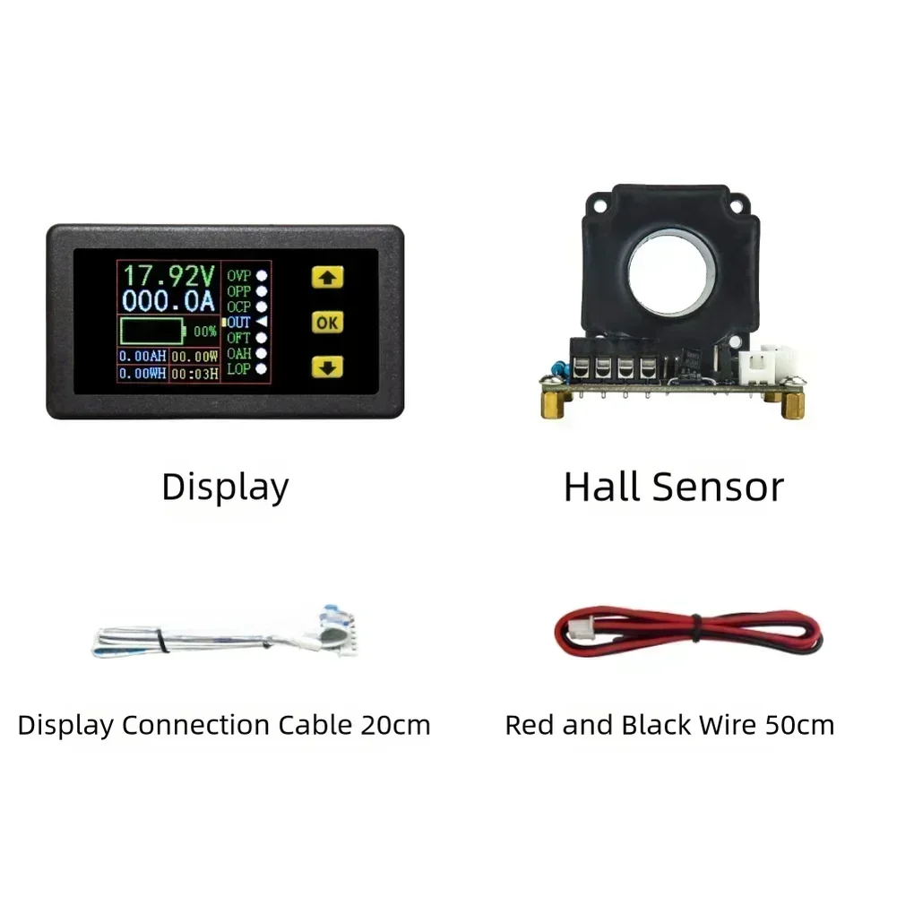 VAC9010H Hall Coulomb Meter Color LCD DC Bidirectional Voltage Current Capacity Tester Battery Monitor Coulometer for RV Solar