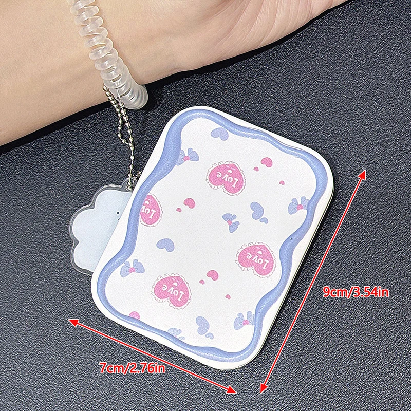 Arco dos desenhos animados amor coração espelho portátil pente conjunto dobrável criatividade estudante dos desenhos animados espelho e pente de cabelo presentes das meninas