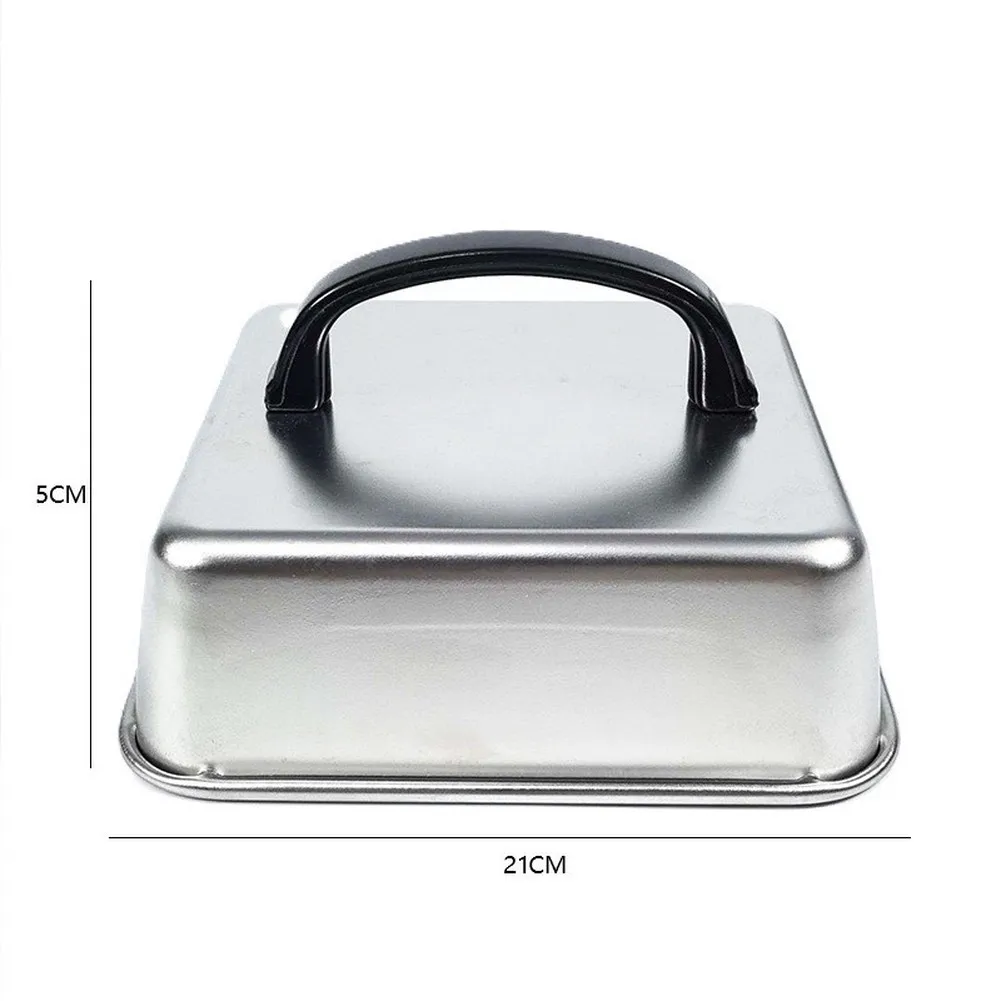 4PCS Stainless Steel Hamburger Lid Set Square Shape with Handle for For steak Burger BBQ Grilling Heat Retention Feature