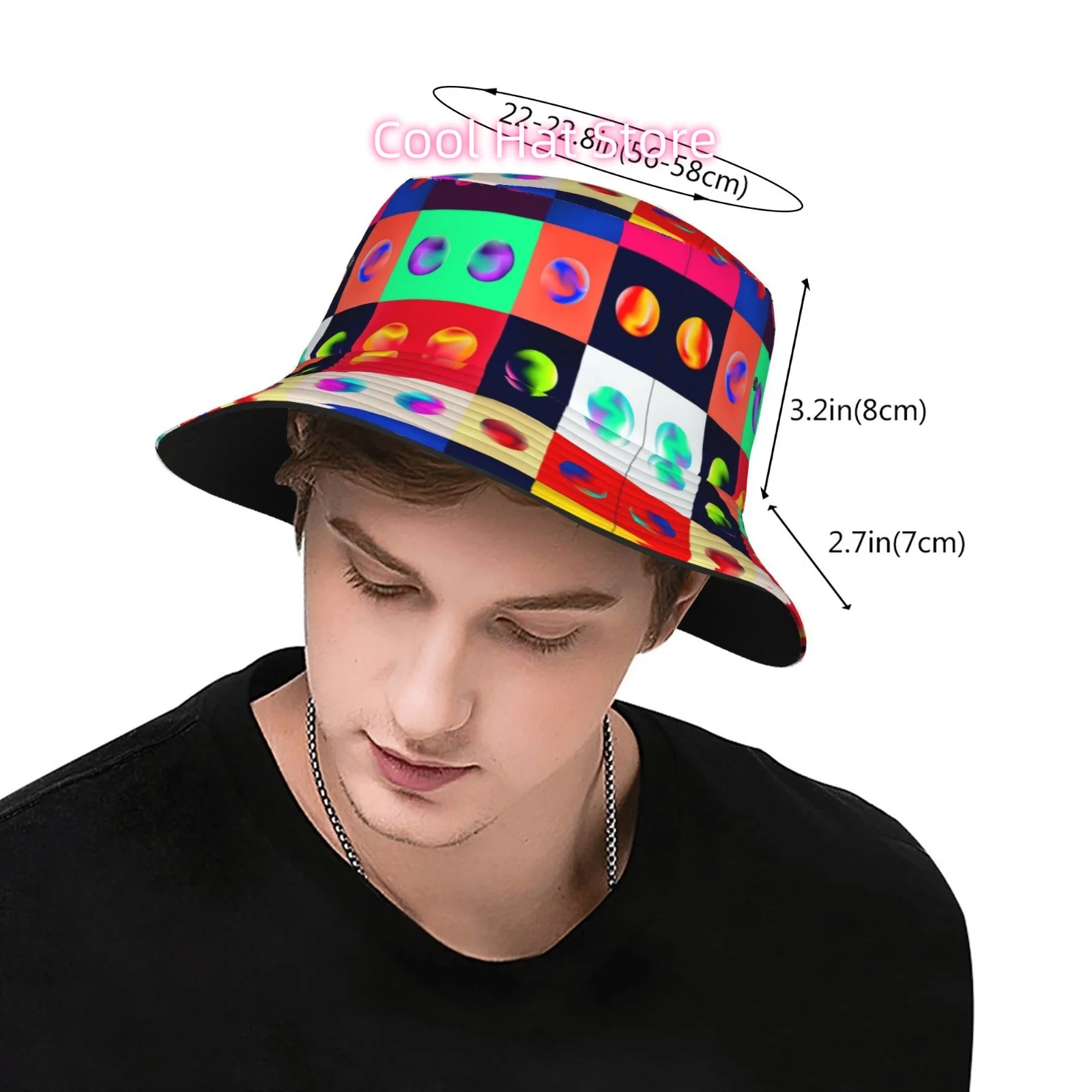 This Fully Printed Fisherman Hat Features a Gradient Sphere Design And Is Ideal for Outdoor Activities. It'S a Stylish Unisex Bu