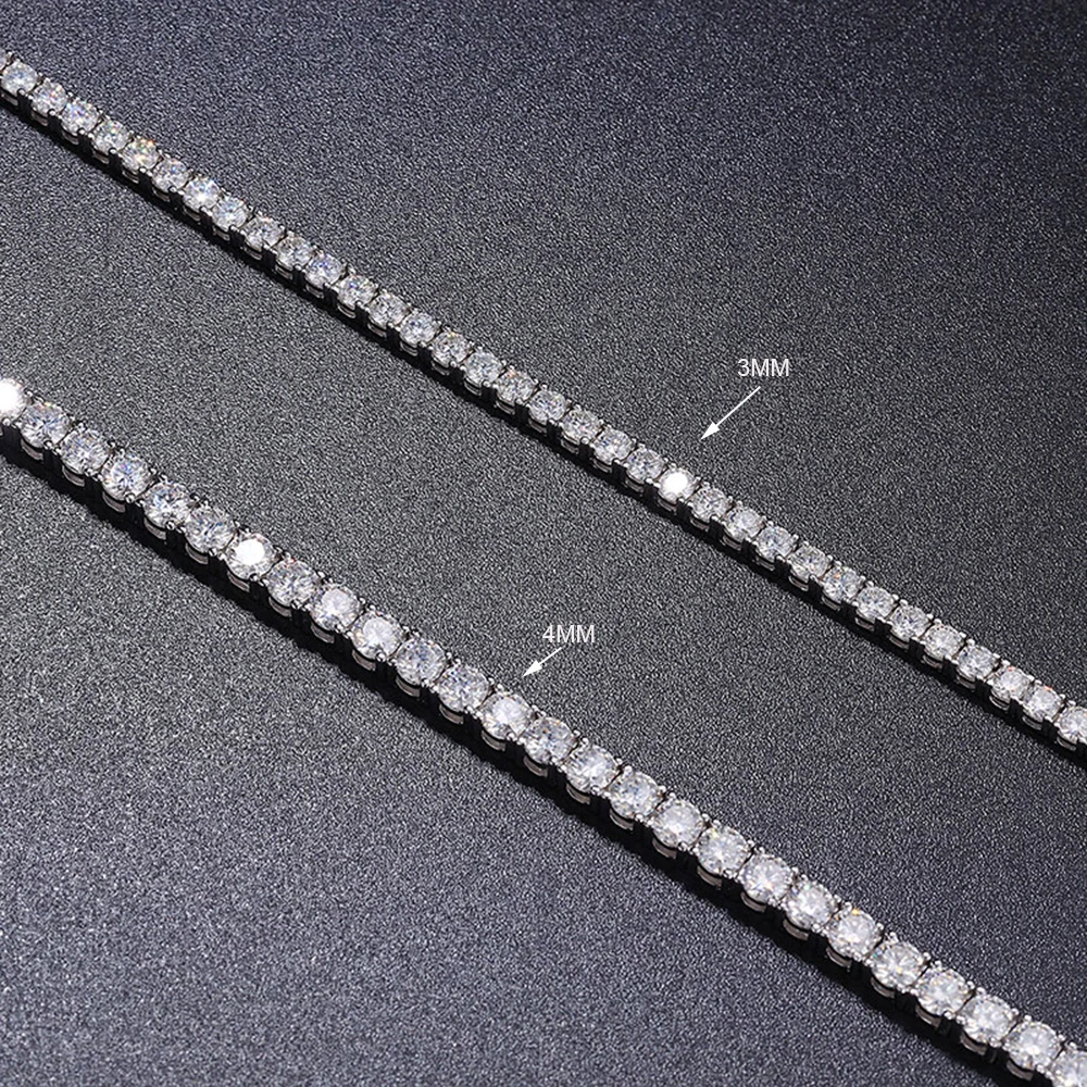 YLMyself سوار للتنس S925 فضة 3 مللي متر 4 مللي متر كامل الزركون الجانب المخفية المشبك ضوء فاخر بسيط الاتجاه مجوهرات