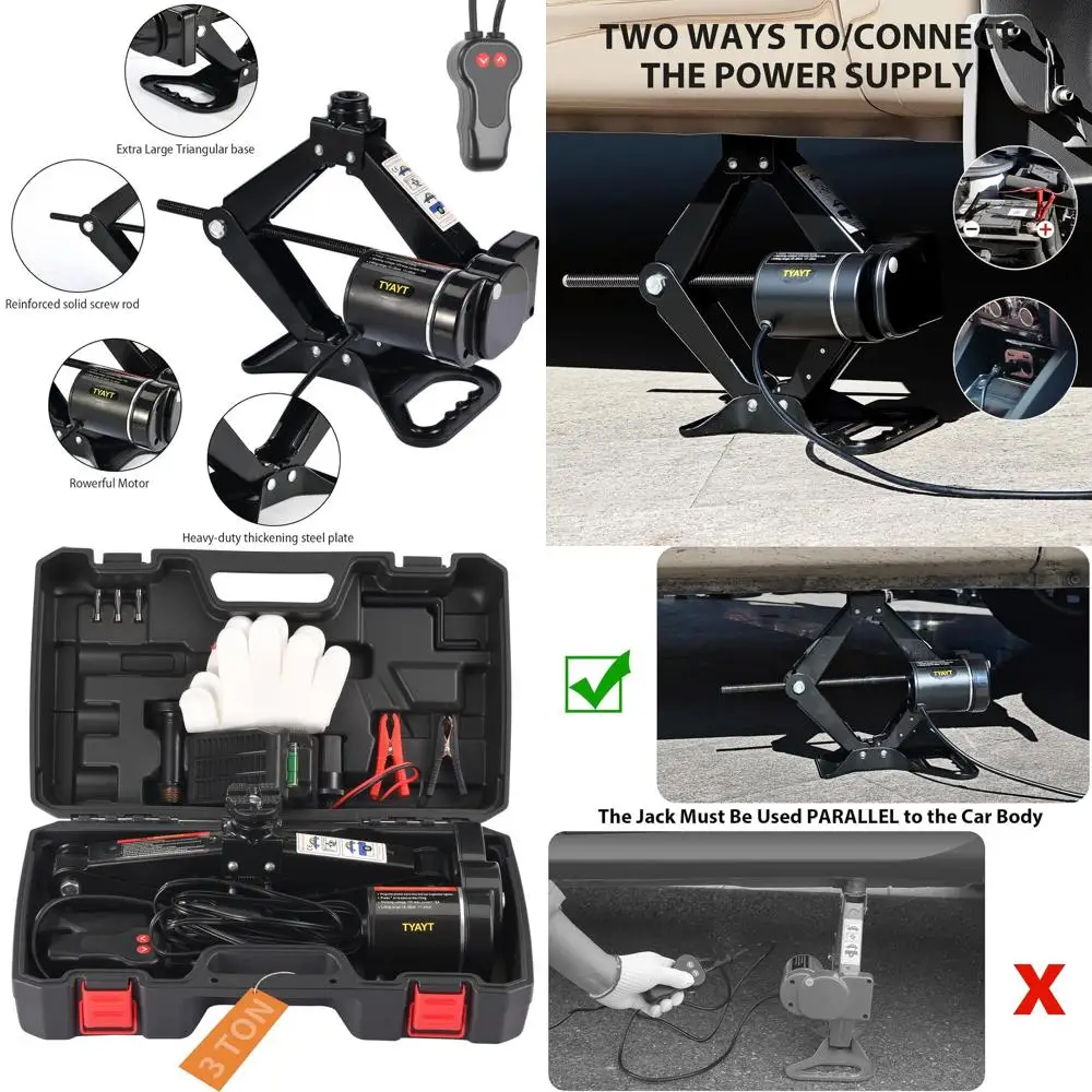 

Portable 12V 3-Ton Electric Scissor Jack for Car and SUV - Ideal for Tire Changes