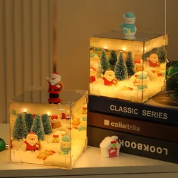 Christmas Decorative Mirrors DIY Santa Claus Snowman LED Night Light Mirror USB Charging Creative Decorative Mirror Xmas Gift