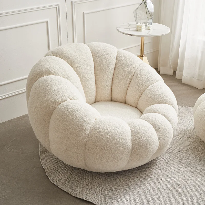 

Nordic Teddy Living Room Chair Wool Fabric Luxury Single Seater Sofa Accent Lounge Chairs Lazy Armchair