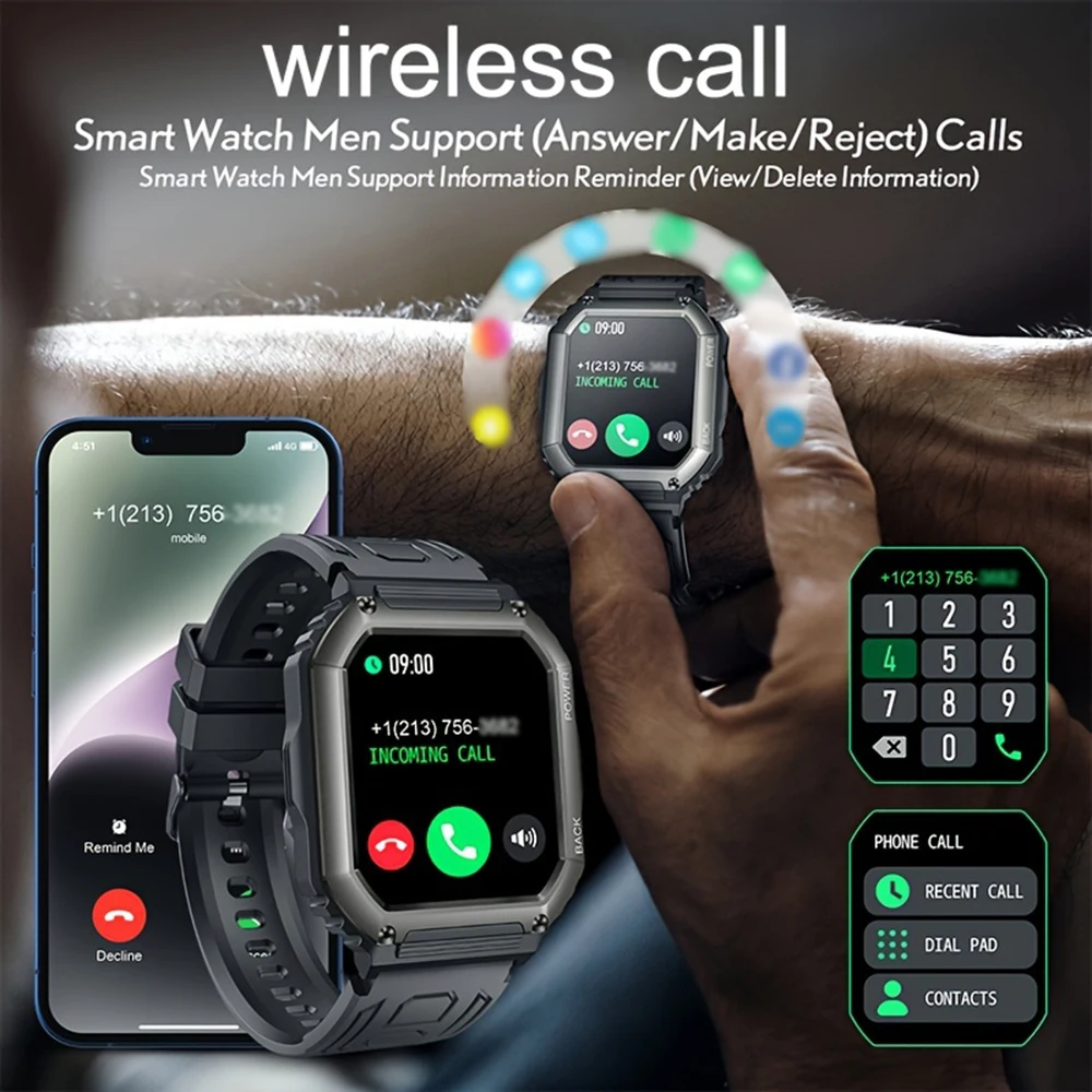 SENBONO New Men Smart Watch Bluetooth Call 1.80inch Big Screen 320mAh Big Battery Fitness Tracker Smartwatch for Android iOS