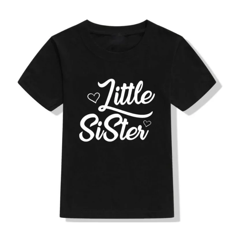 New Sister Monogram Print Black and White Summer Short-sleeved Children's T-shirt with Children's Clothing Boys Girl Clothes image 2
