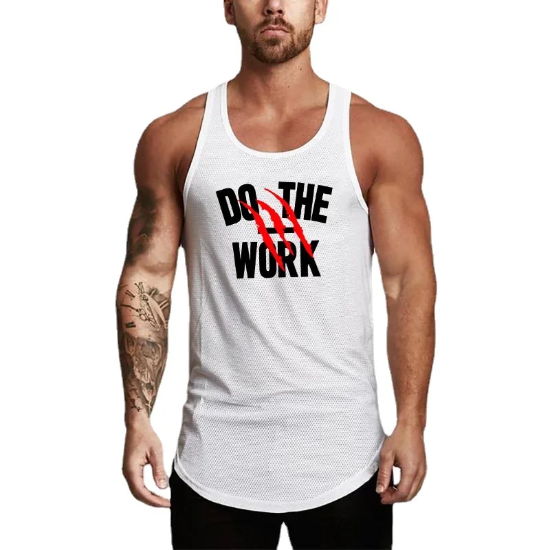Summer Men Sleeveless Mesh Material Quick  Breathable Vest Running Basketball Singlet Pumping Iron Gym Workout Breathable Shirt