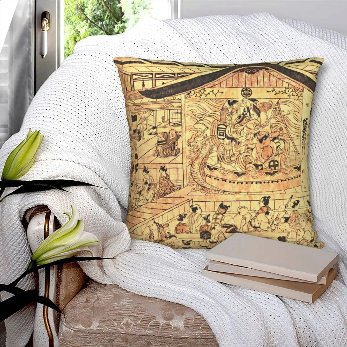 Japan Kabuki Theater 1748 Square Pillowcase Polyester Pillow Cover Velvet Cushion Zip Decorative Comfort Throw Pillow For Home