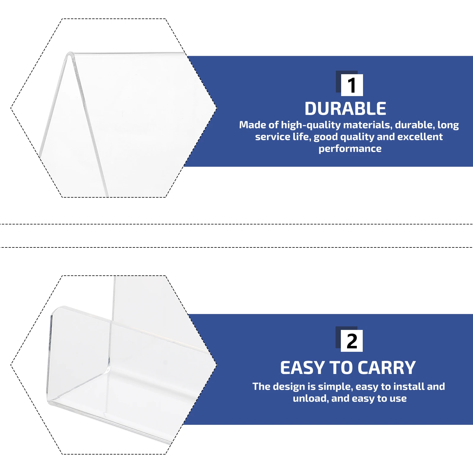 

1Pcs Transparent Acrylic Book Rack Double- Display Stand Desktop Holder Book Organizer Clear Holder