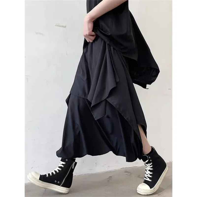 

Новый дизайн, летние мужские брюки нестандартной формы с трехмерным кроем, японские свободные брюки-юбка большого размера