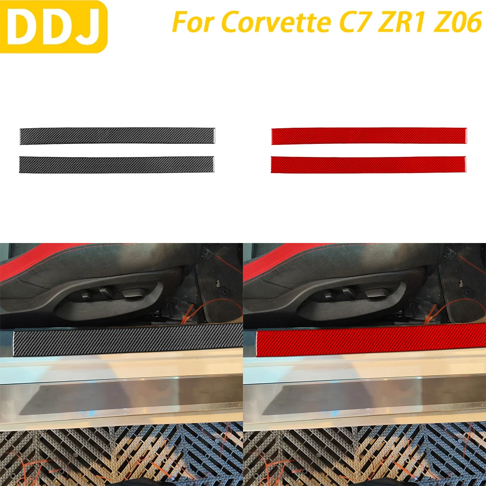 For Chevrolet Corvette C7 ZR1 Z06 2014-2019 Car Accessories Carbon Fiber Inner Door Sill Panel Trim Cover Decoration Sticker