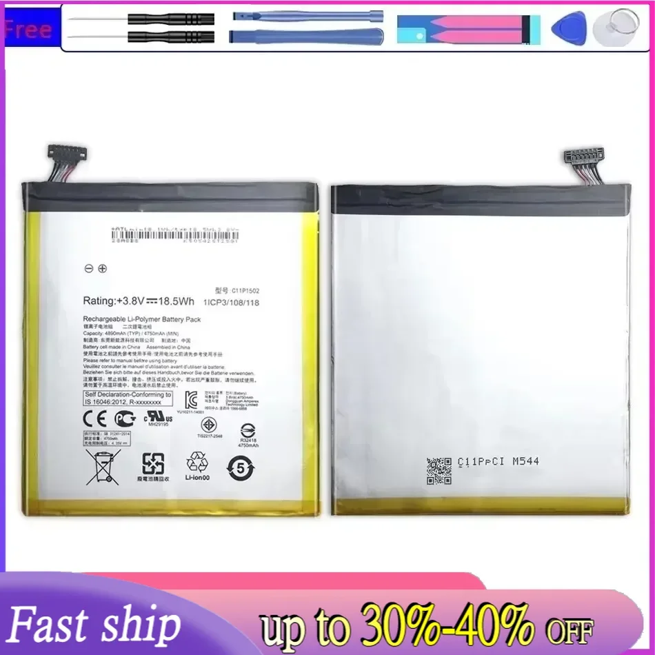 

New C11P1502 4890Mah Battery For ASUS Zenpad 10 Zenpad10 Z300CG Z300CL P01T Z300M Z300C P023 10.1 Batteria + Tools