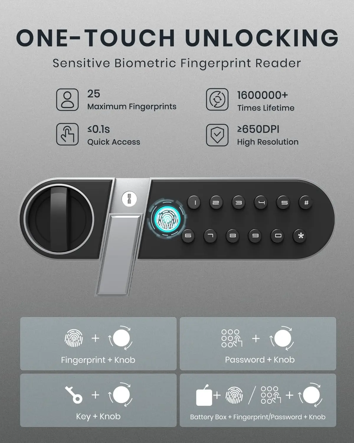 Biometric Safe, Fingerprint Home Safe Box with Fireproof Waterproof Bag & Key, 1.4 Cu ft Security Money Safe for Cash, Jewelry,