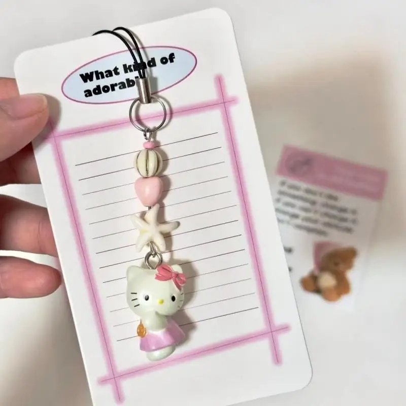 Kawaii Hello Kitty Phone Chain Sanrio Cartoon Pendant Anime Peripheral Creative Five-Pointed Star Camera Decoration Holiday Gift