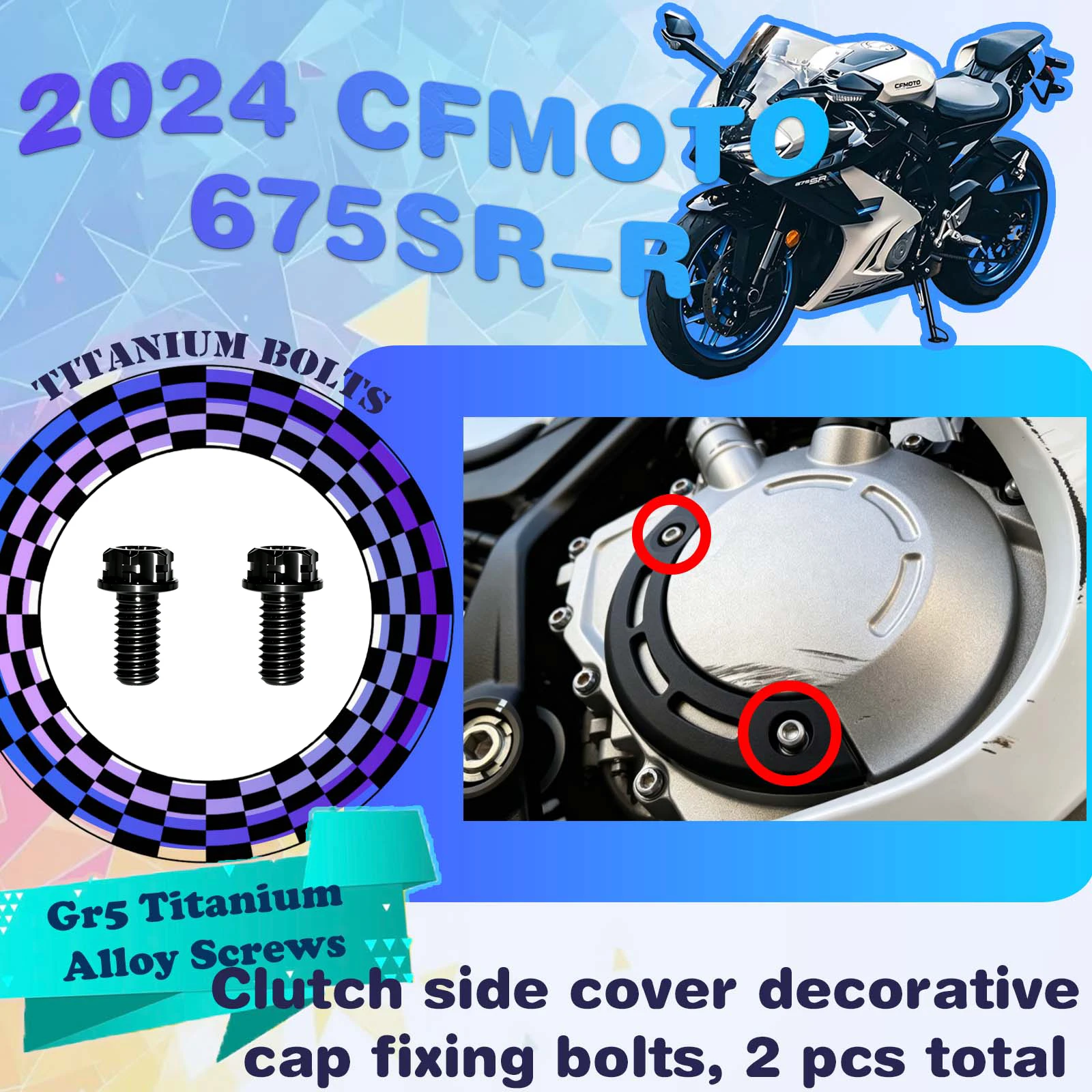 Full‑Set Modified Titanium Alloy Screws for CFMOTO 675 SR‑R 2024 Model