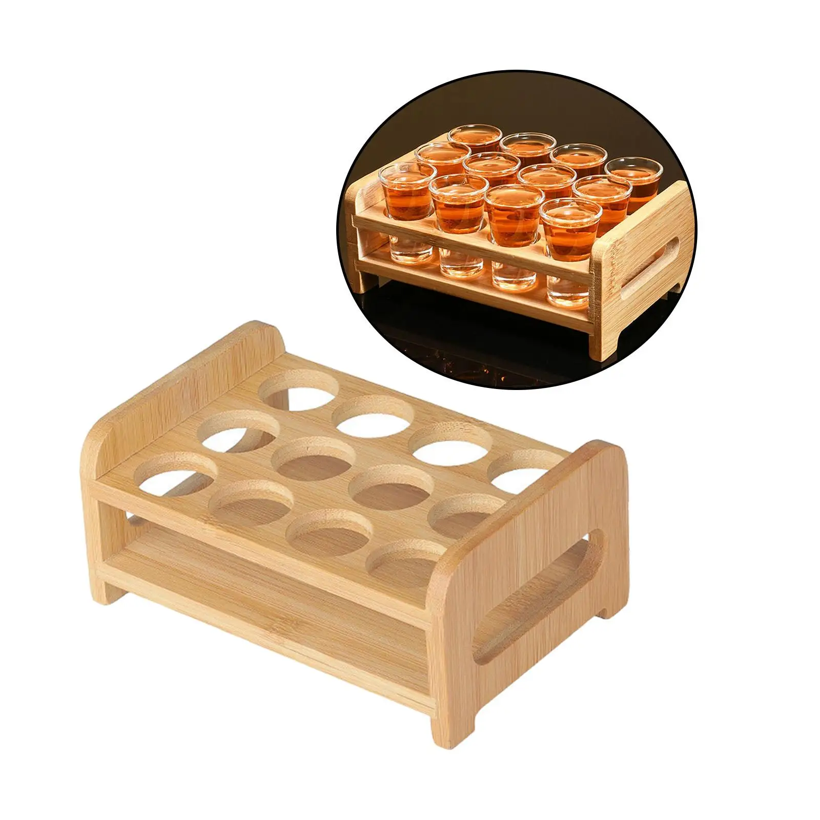 Plateau de service en bois pour boissons, idéal pour les bars, les boîtes de nuit, les cocktails et les accessoires de bar, parfait pour les anniversaires.