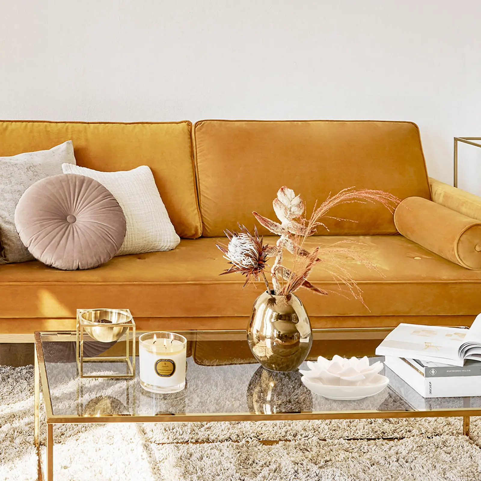 

Mini Oil Diffuser Solid Plaster Aromatherapy Decor for Home Car Bathroom Fragrance Diffuser with Lotus Flower Design