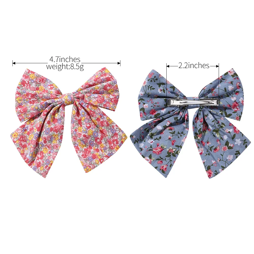 2Pcs/set Women Sweet Print Bows Hair Clips Hairpins Ribbon Barrettes Duckbill Clip Headwear Female Summer Girls Hair Accessories