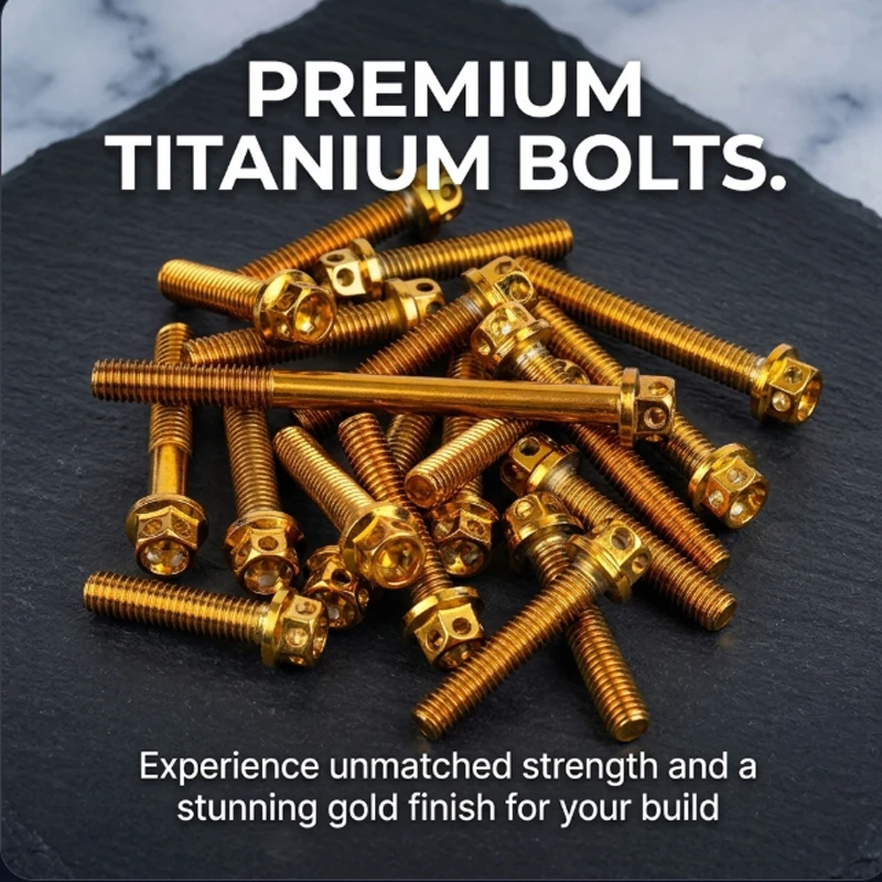 Motorcycle CNC Titanium Bolts M5 Gold Hex Head Double Hole Screws Motorbike Racing Modification Parts Accessories