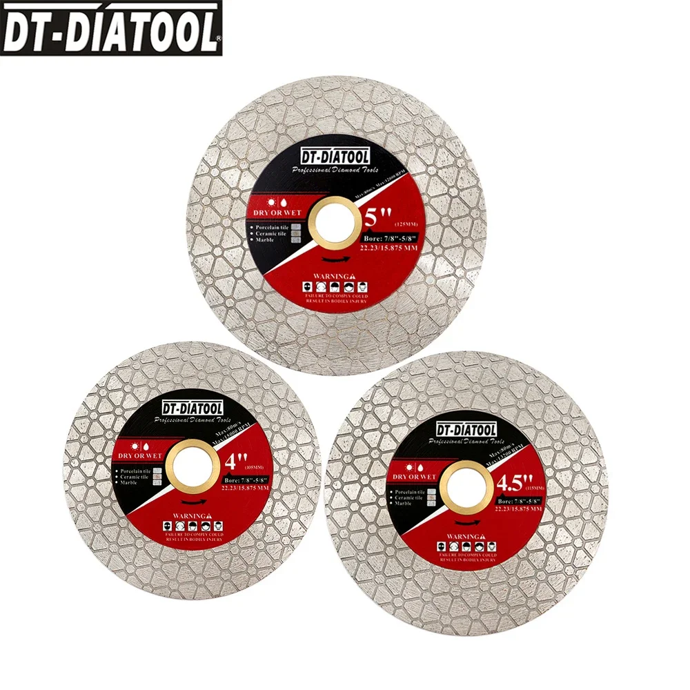 DT-DIATOOL Double-Side Diamond Cutting Grinding Saw Blade 1pc 105/115/125mm for Ceramic Tile Marble Porcelain Artificial Stone