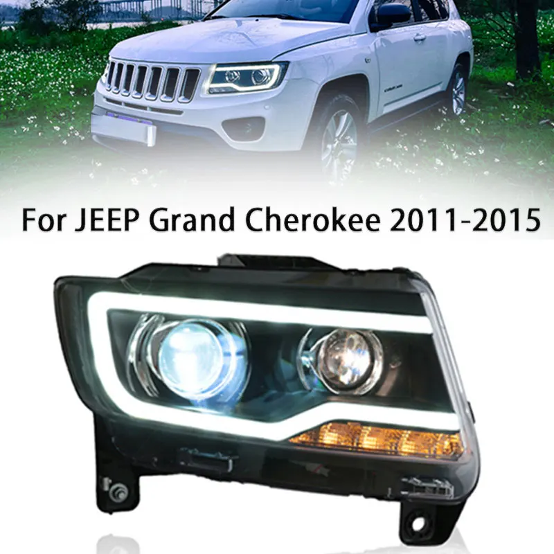 

Автомобильная фонарь для Jeep Grand Cherokee, фара головного света 2011-2015, фара Grand Cherokee, сигнал поворота DRL, проектор с дальним светом и ангельским глазом