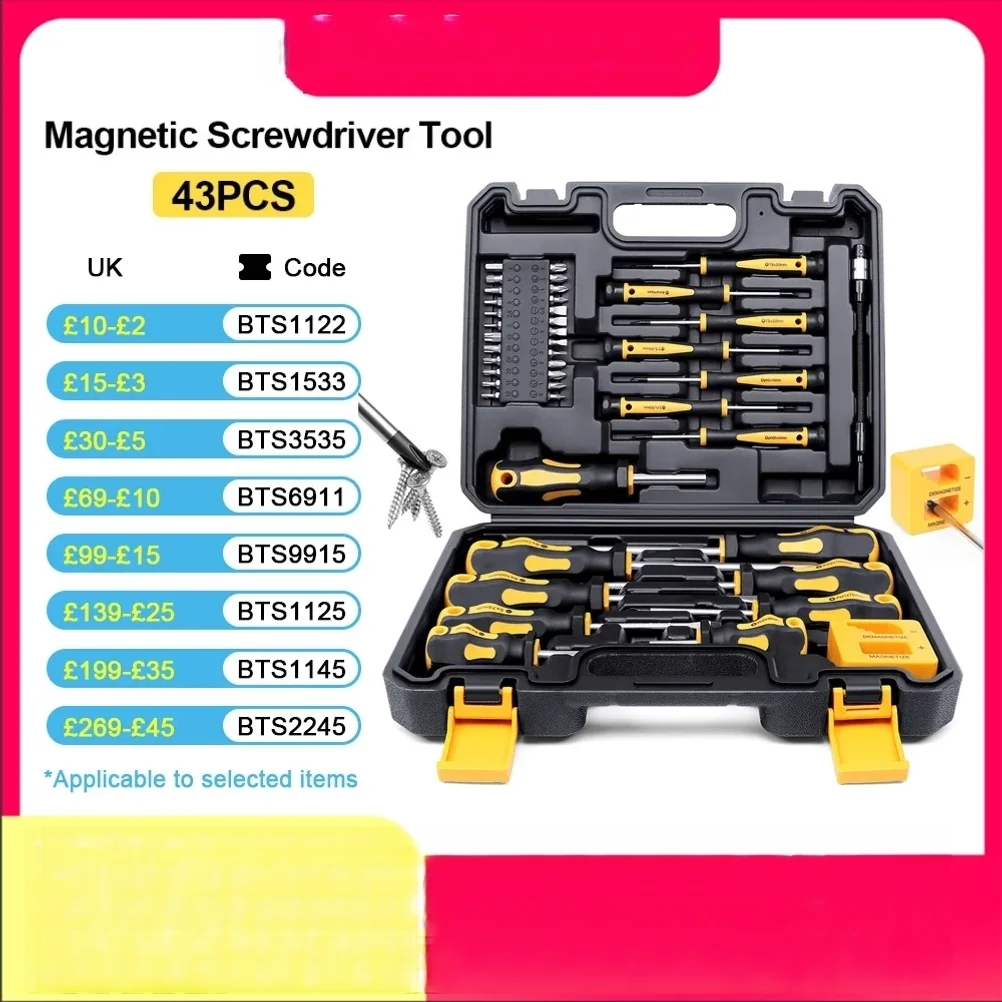 Magnetic Screwdriver Set 43 Piece Precision Phillips Screwdriver Screwdriver bits With Sturdy Tool Box Repair Hand Tools