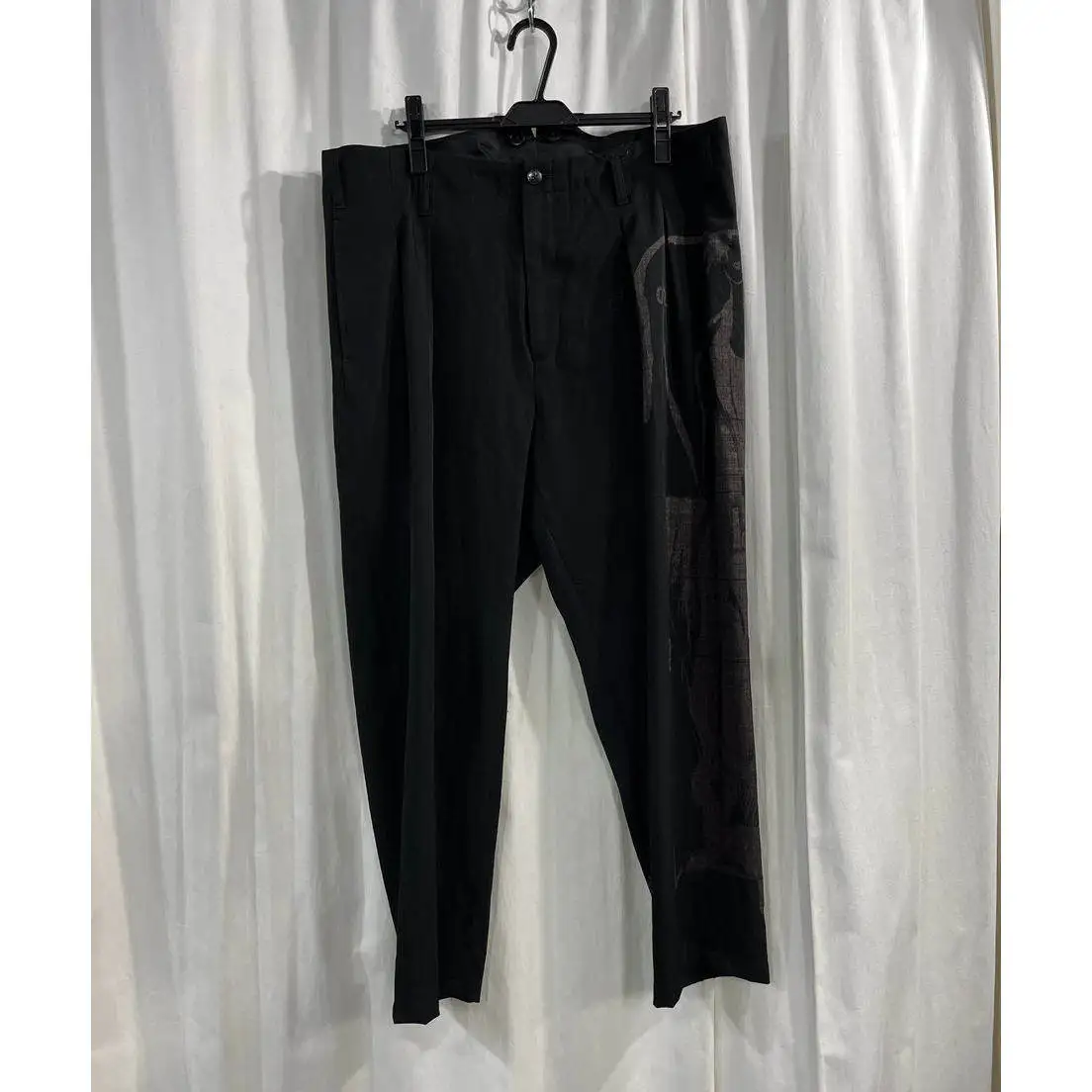 TOP-YAMAMOTO ® Black Elastic Waist Casual Pants Men's Ruffled Pants Japanese Men's Clothing