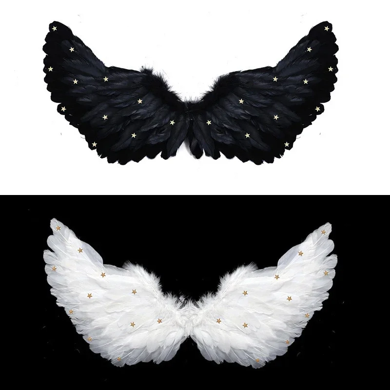 Black White Angel Wings Devil Fancy Dress Fairy Feather Star Hen Party  Wedding Home Decor Easter Halloween Costume Cosplay