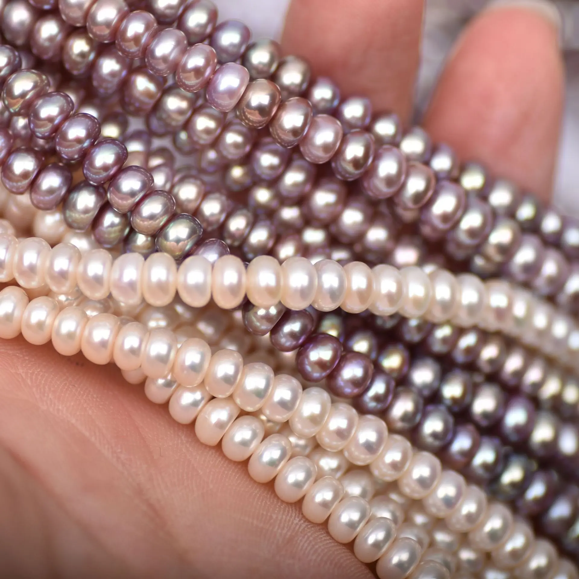 

Top Grade 5-6mm High-Luster Thick Flat Beads Wheel Beads Handmade DIY Accessories Necklace Natural Bread Pearls Loose